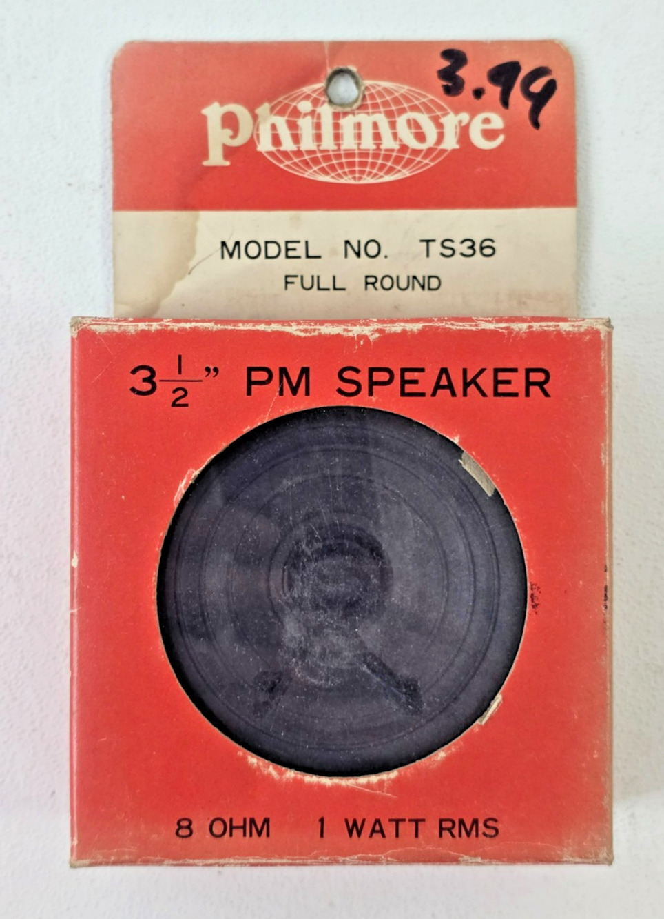 Vintage Philmore TS36 Full Round 3.5" Replacement PM Speaker 8 Ohm 1 Watts